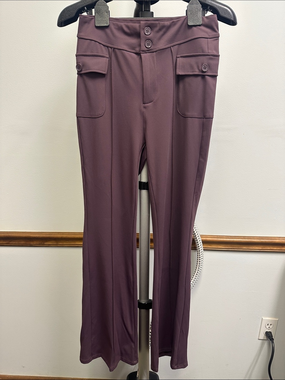 Halara Deep Plum Button-Front Bottoms